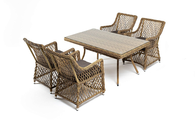 Обеденная группа 4SIS Латте-140 L, цвет соломенный 