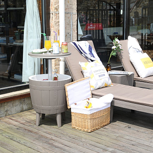 Стол мини-бар пластиковый Tagliamento Armona белый, тортора, садовая мебель