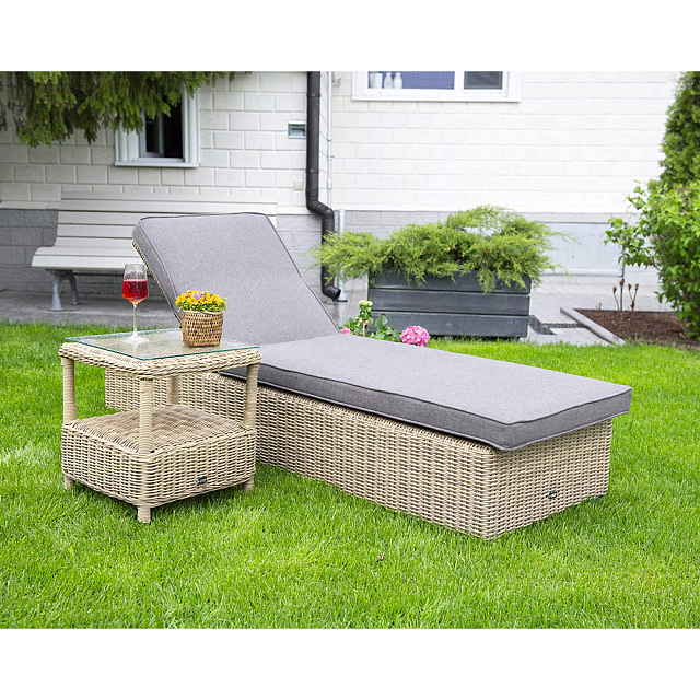 Комплект шезлонг со столиком 4SIS Рим, цвет соломенный 