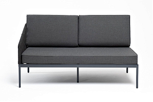 Модуль правый 4SIS Канны, каркас темно-серый муар, роуп темно-серый, ткань темно-серая 027, садовая мебель