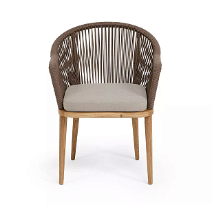 Стул 4SIS Лион, основание дуб, роуп коричневый, ткань бежевая 15052 для дачи Стул 4SIS Лион, основание дуб, роуп коричневый, ткань бежевая 15052, садовая мебель