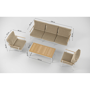 Лаунж зона Gardenini Premium Calma Long Белый / Бежевый для дачи Лаунж зона Gardenini Premium Calma Long Белый / Бежевый, садовая мебель