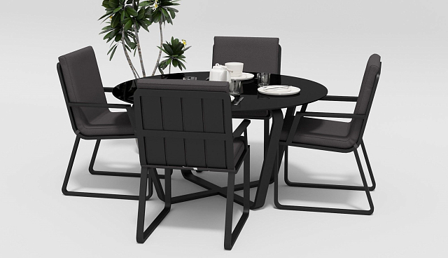 Обеденная зона Gardenini Primavera Карбон / Антрацит со стульями Voglie Armrest 