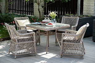 Обеденная группа 4SIS Айриш, цвет бежевый, садовая мебель