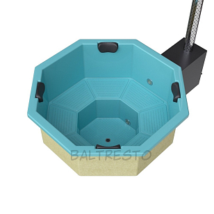 Купель с печкой террасная Baltresto Octa Terras 1.8 х 1.8 м бирюзовая, уличное оборудование