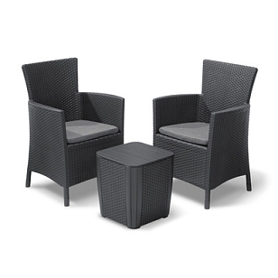 Комплект мебели Keter Iowa Balcony (Luzon Flat) графит для дачи Комплект мебели Keter Iowa Balcony (Luzon Flat) графит, садовая мебель