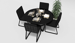 Обеденная зона Gardenini Primavera Карбон / Черный с стульями Voglie, садовая мебель