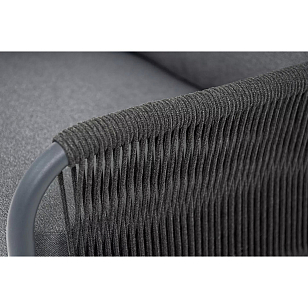 Кресло из роупа 4SIS Ането, каркас темно-серый муар, роуп темно-серый, ткань темно-серая 027, садовая мебель