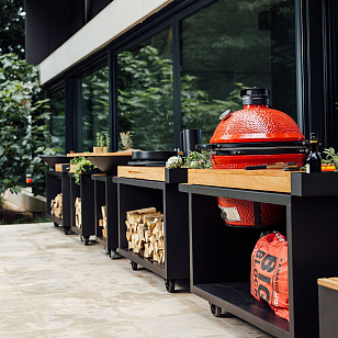 Стол OFYR Table PRO для Kamado Joe черный для сада