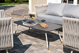 Журнальный стол 4SIS Верона 120 х 65, каркас светло-серый муар, столешница серый гранит, садовая мебель