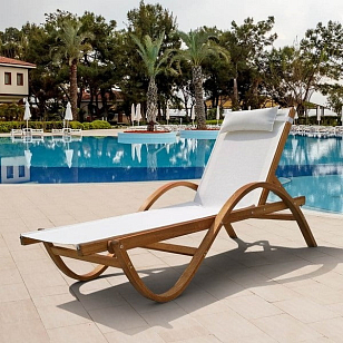Шезлонг из дерева Lite Monte Carlo White для дачи Шезлонг из дерева Lite Monte Carlo White, садовая мебель