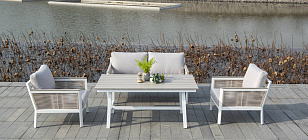 Обеденный стол 4SIS Сан Ремо, каркас белый, столешница бежевая