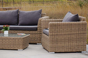 Лаунж зона 4SIS Капучино Дабл, цвет соломенный, садовая мебель