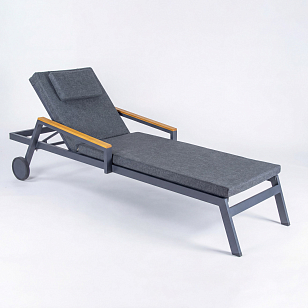 Шезлонг СПОНДА С карбон, с матрасом и подушкой, садовая мебель