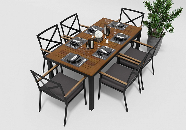 Стол обеденный Gardenini Bella 180 Цвет: Темно-серый 