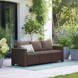 Диван Keter California 3 коричневый, садовая мебель