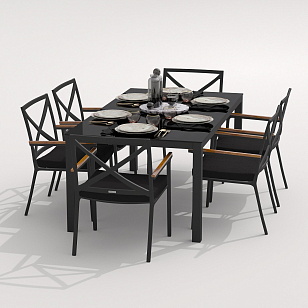 Обеденная группа Ideal Patio Cana Festa 180 Цвет: карбон, чёрный, садовая мебель