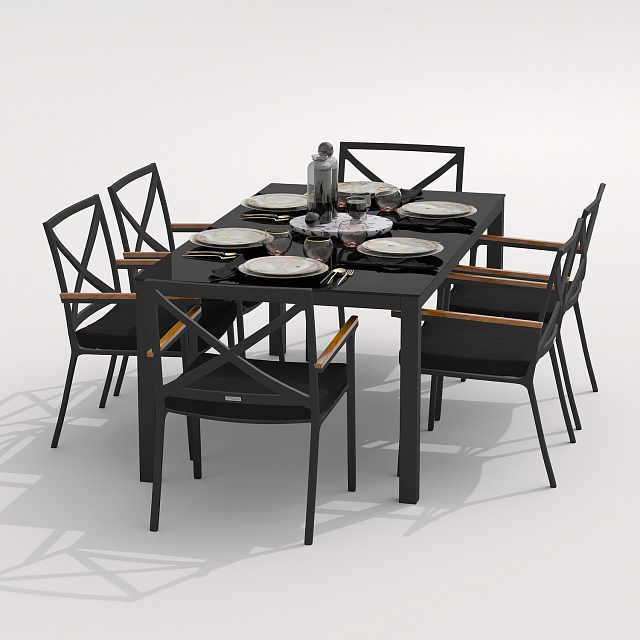 Обеденная группа Ideal Patio Cana Festa 180 Цвет: карбон, чёрный 