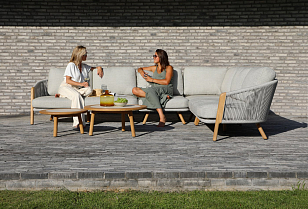 Лаунж зона (угловой диван и столики) Brafritid Avesta серый, тик/алюминий/веревка, садовая мебель