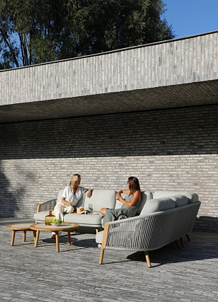 Лаунж зона (угловой диван и столики) Brafritid Avesta серый, тик/алюминий/веревка, садовая мебель