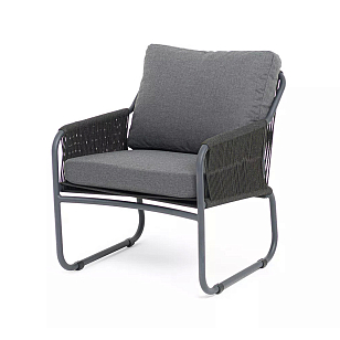 Кресло из роупа 4SIS Ането, каркас темно-серый муар, роуп темно-серый, ткань темно-серая 027, садовая мебель