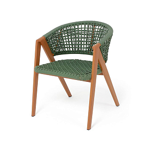 Стул 4SIS Амстердам, каркас под дерево, роуп зеленый, ткань зеленая, садовая мебель