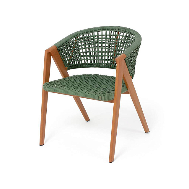 Стул 4SIS Амстердам, каркас под дерево, роуп зеленый, ткань зеленая 