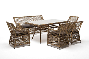 Обеденная группа 4SIS Катания на 6 персон , цвет соломенный, садовая мебель