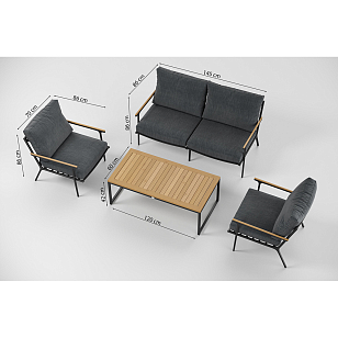 Лаунж зона Gardenini Premium Calma Карбон / Антрацит, садовая мебель