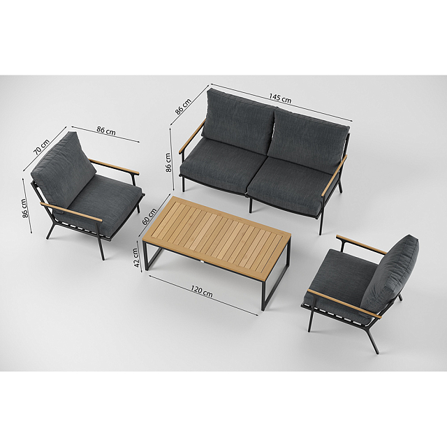 Лаунж зона Gardenini Premium Calma Карбон / Антрацит 