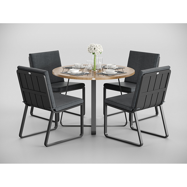 Обеденная зона Gardenini Premium Primavera Карбон / Темно-серый со стульями Voglie 