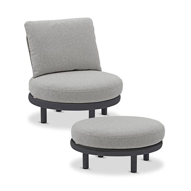 Комплект (пуф и столик) Brafritid Gotland антрацит/серый, алюминий 