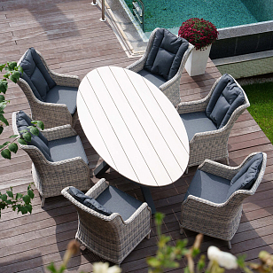 Стол обеденный Lite Lugano Цвет: светло-серый, садовая мебель