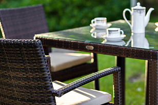 Обеденная группа Joygarden Milano темно-коричневый на 4 персоны с подлокотниками для дачи Обеденная группа Joygarden Milano темно-коричневый на 4 персоны с подлокотниками, садовая мебель