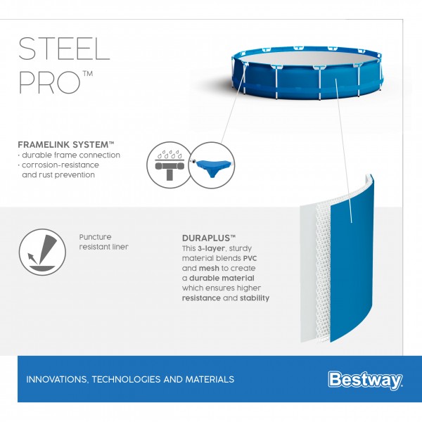 Бассейн каркасный Bestway Steel Pro Ø396 х 84 для серфинга