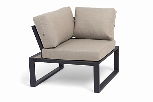 Модуль угловой 4SIS Тулон, цвет "дуб", каркас черный муар, ткань бежевая, садовая мебель