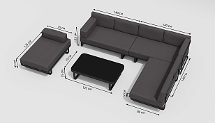 Лаунж зона Gardenini Hacienda Карбон / Антрацит для дачи Лаунж зона Gardenini Hacienda Карбон / Антрацит, садовая мебель