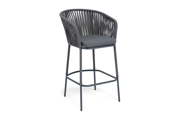 Стул барный 4SIS Бордо, каркас темно-серый муар, роуп серый, ткань темно-серая 