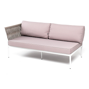 Правый модуль 4SIS Касабланка из роупа, каркас алюминий светло-серый муар, роуп серо-коричневый\, ткань бежевая 052, садовая мебель