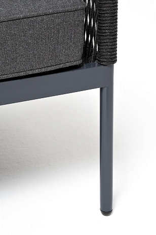 Модуль левый 4SIS Канны, каркас темно-серый муар, роуп темно-серый, ткань темно-серая 027, садовая мебель