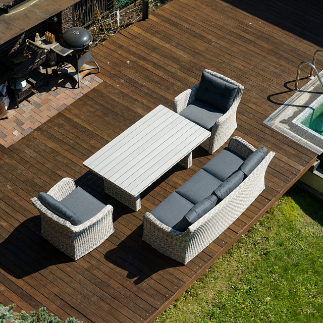 Лаунж зона Lite Venezia (3х-местный диван, стол, 2 кресла) Цвет: серый 