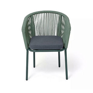 Стул 4SIS Марсель, каркас RAL6036 муар, роуп зеленый, ткань темно-серая 027 для дачи Стул 4SIS Марсель, каркас RAL6036 муар, роуп зеленый, ткань темно-серая 027, садовая мебель