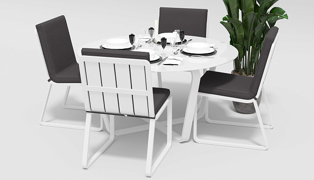 Обеденная зона Gardenini Primavera Белый / Антрацит с стульями Voglie 