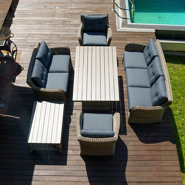 Лаунж зона Lite Venezia (2 дивана, 2 стола, 2 кресла) Цвет: коричнеый 