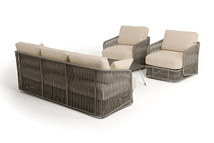 Лаунж-зона 4SIS Альбано 5-местная, 5-местная плетеная из роупа (веревки), каркас алюминиевый светло-серый, роуп серый меланж для дачи Лаунж-зона 4SIS Альбано 5-местная, 5-местная плетеная из роупа (веревки), каркас алюминиевый светло-серый, роуп серый меланж, садовая мебель