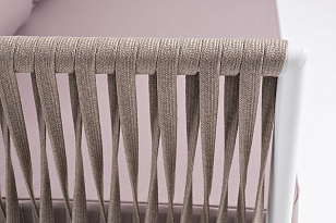 Правый модуль 4SIS Касабланка из роупа, каркас алюминий светло-серый муар, роуп серо-коричневый\, ткань бежевая 052, садовая мебель