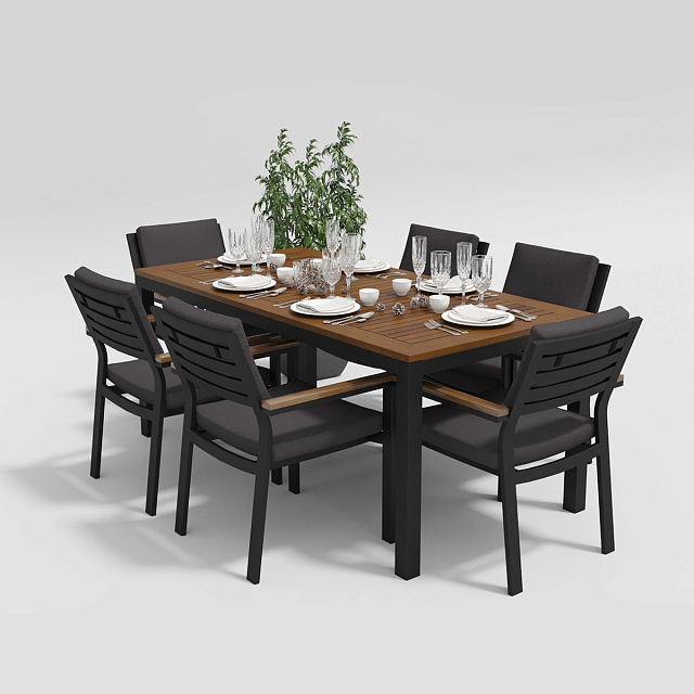 Обеденная зона Gardenini Bella Carbon 180 Цвет: Чёрный 