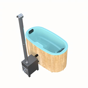 Купель с печкой Baltresto Oval 1.85 х 0.95 м бирюзовая, уличное оборудование
