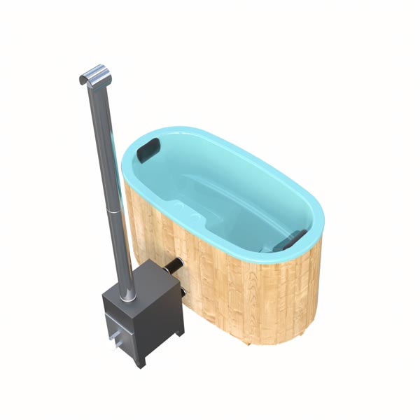 Купель с печкой Baltresto Oval 1.85 х 0.95 м бирюзовая 