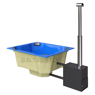 Купель с печкой террасная Baltresto Quattro Terras 2 х 1.7 м синяя, уличное оборудование